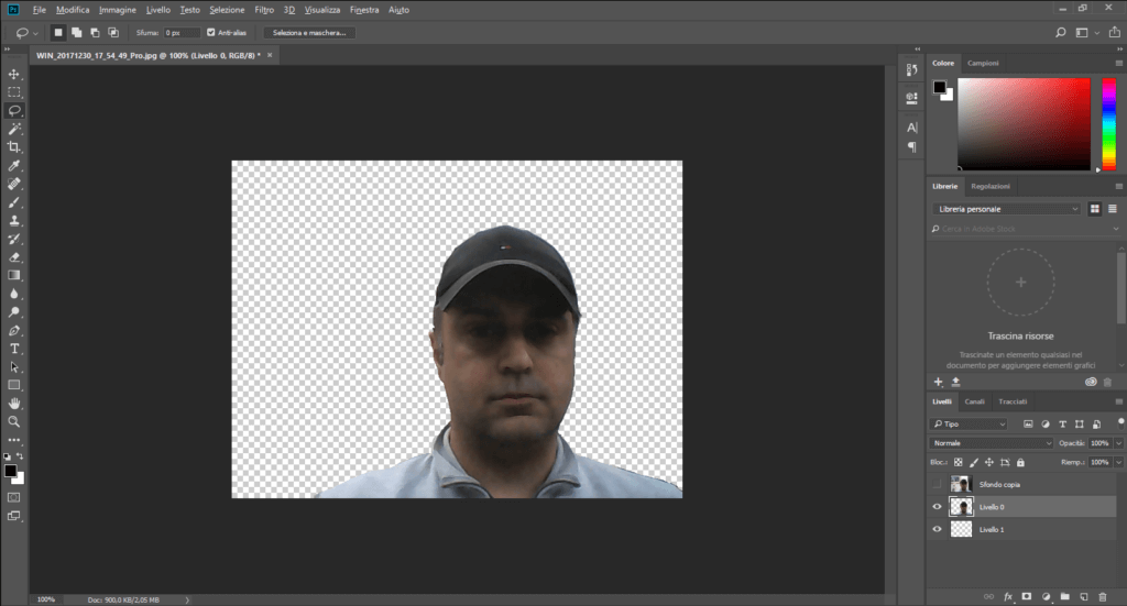 Photoshop - Come rendere lo sfondo trasparente di una foto - Selezione cancellata.PNG